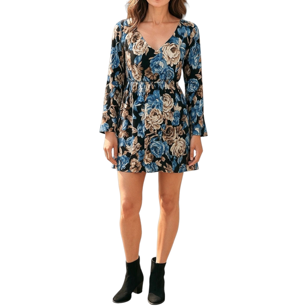 Floral V-Neck Long Sleeve Dress Y2K Bohemian Summer Boho Chic Boheme
